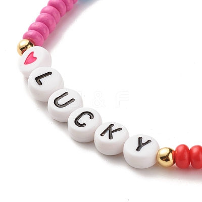 Word LUCKY Stretch Bracelets BJEW-JB07524-06-1