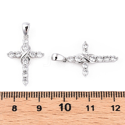 Rhodium Plated 925 Sterling Silver Micro Pave Clear Cubic Zirconia Pendants STER-T007-33P-1