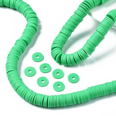 Flat Round Handmade Polymer Clay Beads CLAY-R067-10mm-06-1