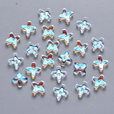 Transparent Spray Painted Glass Beads GLAA-R211-06-D01-1