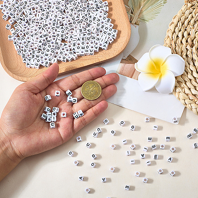 1000Pcs 5 Styles Acrylic Horizontal Hole Letter Beads MACR-PA0001-34-1
