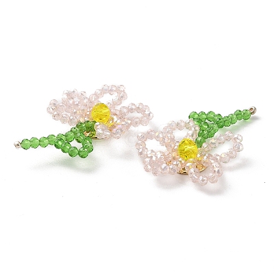 Handmade Glass Beaded Woven Cabochons GLAA-C028-01A-1