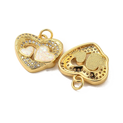 Valentine's Day Brass Micro Pave Cubic Zirconia with Synthetic Opal Pendants KK-D096-02D-G-1