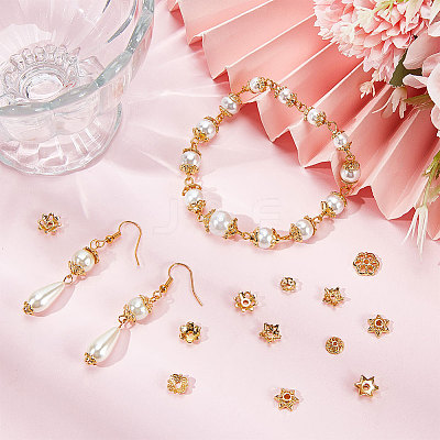 180Pcs 10 Style Rack Plating Alloy Bead Caps KK-BBC0007-59-1