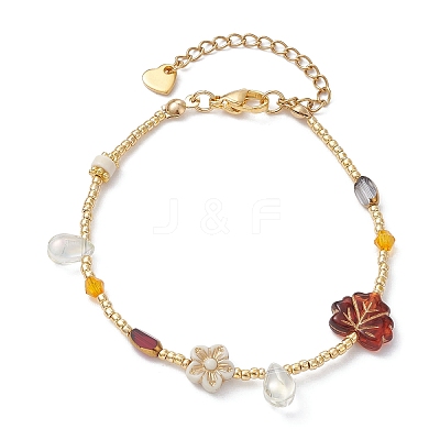 Glass Seed & Plastic Pearl Beaded Bracelet for Women BJEW-JB09687-1