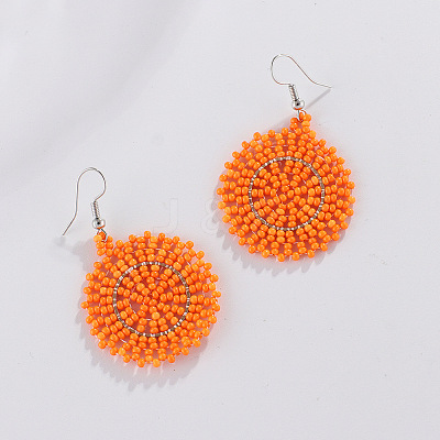Glass Seed Braided Dangle Earrings for Women FIND-PW0024-16D-1