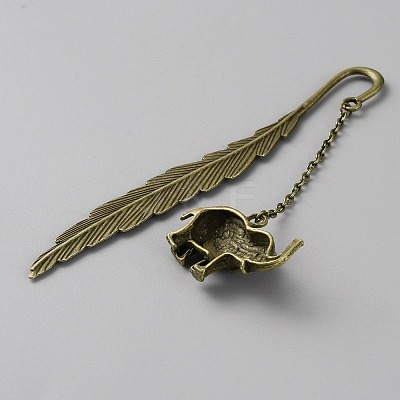 Luminous Alloy Feather Bookmarks AJEW-WH0166-43AB-1