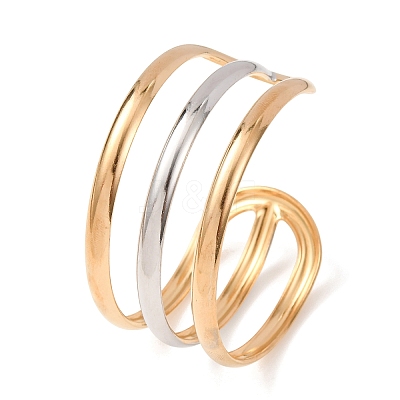 29.5MM Duo Tone 304 Stainless Steel 3-Line Hollow Open Cuff Bangles SA-CBA725A-09GP-1