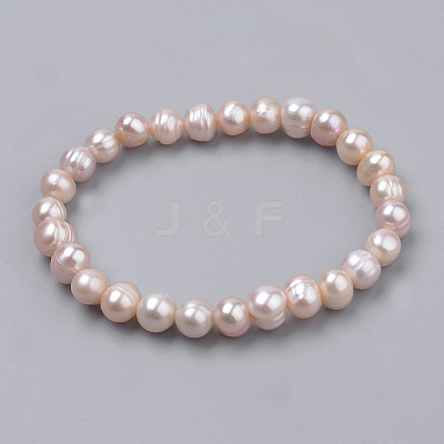 Pearl Stretch Bracelets X-PEAR-S012-58B-1