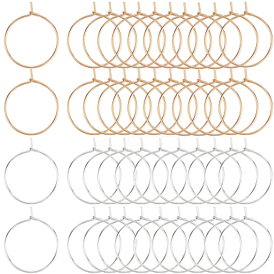 100Pcs 2 Colors 316 Surgical Stainless Steel Wine Glass Charms Rings STAS-BBC0005-95A-1