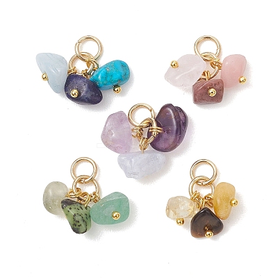 5Pcs Natural & Synthetic Mixed Gemstone Pendants PALLOY-JF05353-02-1