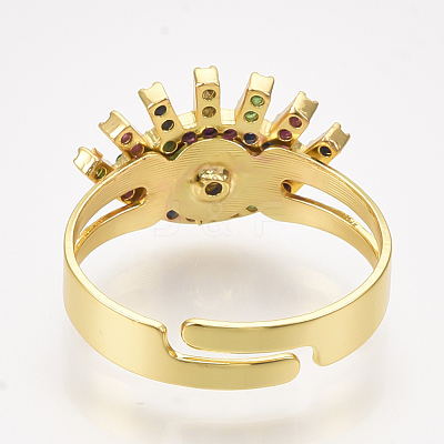 Adjustable Brass Micro Pave Cubic Zirconia Finger Rings RJEW-S044-026-1