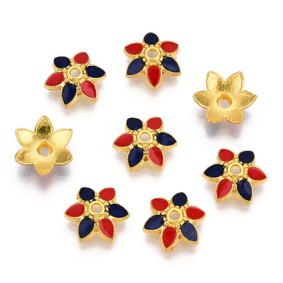 6-Petal Alloy Enamel Bead Caps X1-ENAM-TAC0023-09-1