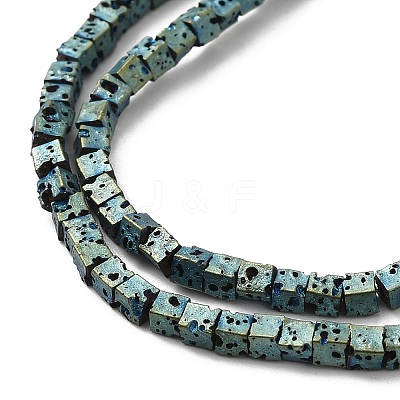 Electroplated Natural Lava Rock Beads Strands G-Q1009-B01-02F-1