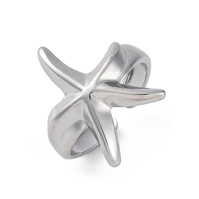 Stafish 304 Stainless Steel Open Cuff Rings for Women RJEW-F174-01P-1