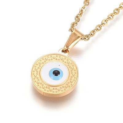 304 Stainless Steel Enamel Pendant Necklaces NJEW-F275-39G-1
