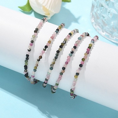 Natural Multicolor Tourmaline Bead Bracelets X-BJEW-JB04555-06-1