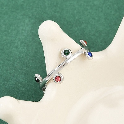 304 Stainless Steel Rhinetsone Open Cuff Rings for Women RJEW-K301-07P-01-1