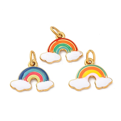 304 Stainless Steel Enamel Pendants STAS-I331-05G-1