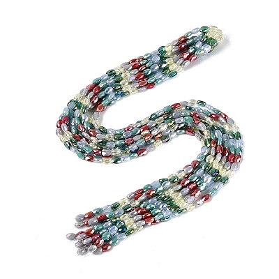 Electroplate Imitation Jade & Opaque & Transparent Glass Beads Strands EGLA-Q135-4x6MM-01G-1