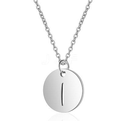 Non-Tarnish 201 Stainless Steel Initial Pendants Necklaces NJEW-S069-TN507-I-1