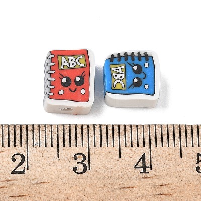 Printed Handmade Polymer Clay Beads CLAY-P005-06-1