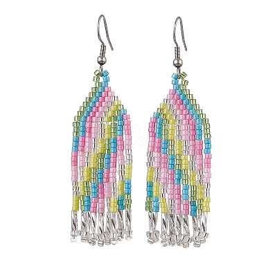 Boho 304 Stainless Steel with Glass Dangle Stud Earring EJEW-MZ00178-1