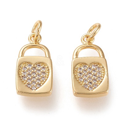 Brass Micro Pave Clear Cubic Zirconia Pendants ZIRC-K086-05G-1