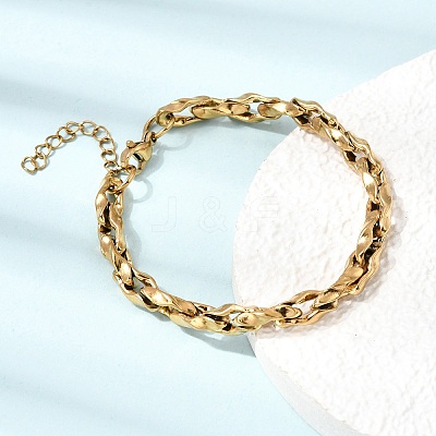 5.5MM 304 Stainless Steel Twisted Oval Link Chain Bracelets for Man and Women SA-CBAB767-17C-G-1