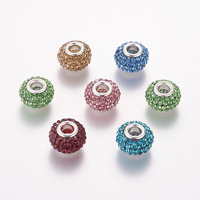 Grade A Rhinestone European Beads X-CPDL-H001-M-1