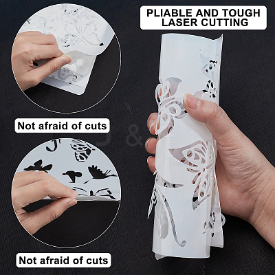 8Pcs 8 Style Plastic Drawing Painting Stencils Templates DIY-GF0004-82-1