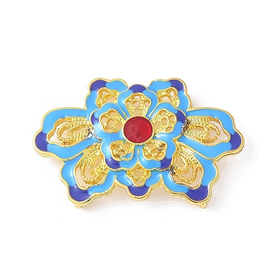 Brass Colorful Enamel Flower Multi-Strand Links KK-K399-10G-1