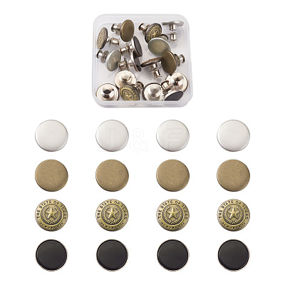 16sets 4 Styles Iron Button Pins for Jeans PALLOY-KS0001-07-1