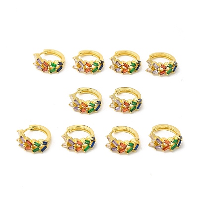 Cubic Zirconia Leaf Hoop Earrings EJEW-E270-16G-1
