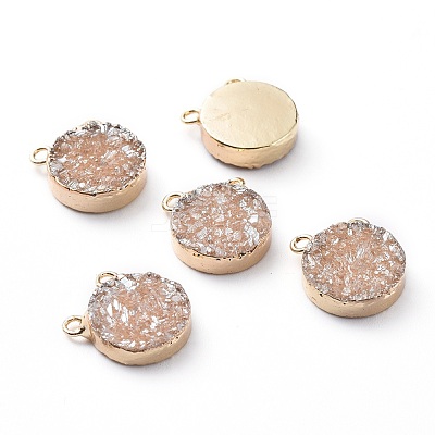 Electroplate Natural Druzy Agate Charms G-L553-52-1