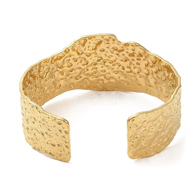 Ion Plating(IP) 304 Stainless Steel Hammered Wide Cuff Bangles for Women BJEW-L682-012G-1