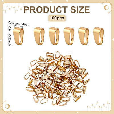100Pcs 304 Stainless Steel Snap on Bails STAS-ME0002-40-1