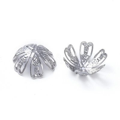Non-Tarnish 6-Petal 304 Stainless Steel Fancy Bead Caps STAS-E466-27P-1