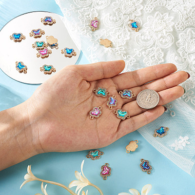 48Pcs 4 Colors Alloy Crystal Rhinestone Connector Charms FIND-SW0001-26-1