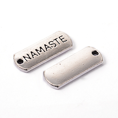 Tibetan Style Alloy Rectangle with Word Namaste Pendants X-TIBEP-Q043-067-RS-1