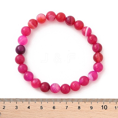 Natural Striped Agate/Banded Agate Beaded Stretch Bracelets BJEW-JB02564-1