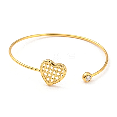 Clear Cubic Zirconia Cuff Bangles BJEW-P305-03G-1