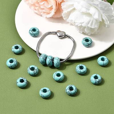 Synthetic Turquoise European Large Hole Beads G-Q442-15-1