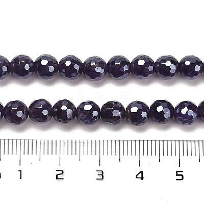 Electroplated Natural Amethyst Round Beads Strands G-L598-A05-01-1