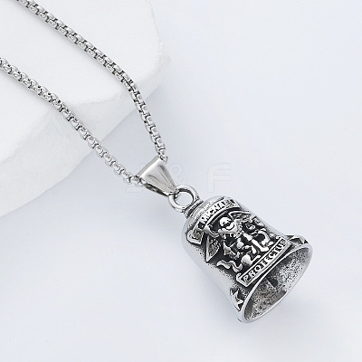 Vintage 304 Stainless Steel Archangel Saint Michael Bell Pendant Necklaces for Women DL5649-1