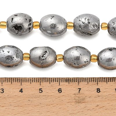 Electroplated Natural Druzy Geode Crystal Beads Strands G-F833-O01-01D-1