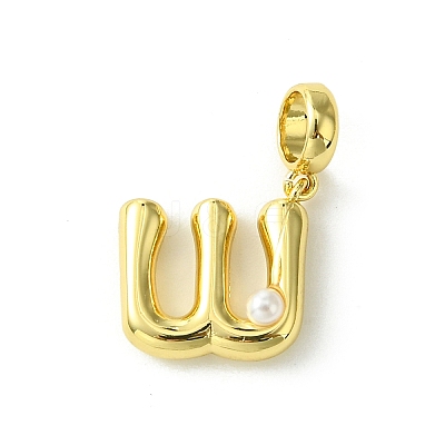 Rack Plating Brass with ABS Plastic Pearl European Dangle Charms KK-G501-02W-G-1