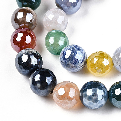 Electroplate Natural Agate Beads Strands G-T131-55-19-1