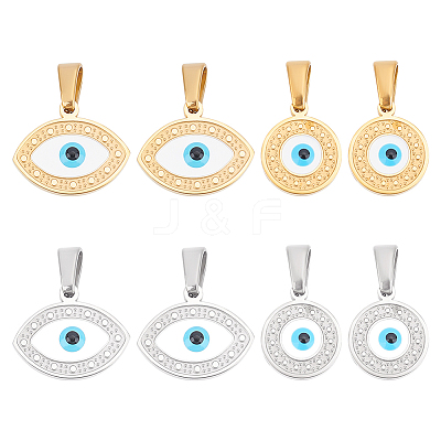 8Pcs 4 Style 304 Stainless Steel Pendants STAS-DC0010-02-1