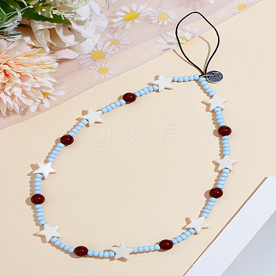 1Pc Star PVC Bead Mobile Straps for Women AJEW-LP0005-78-1